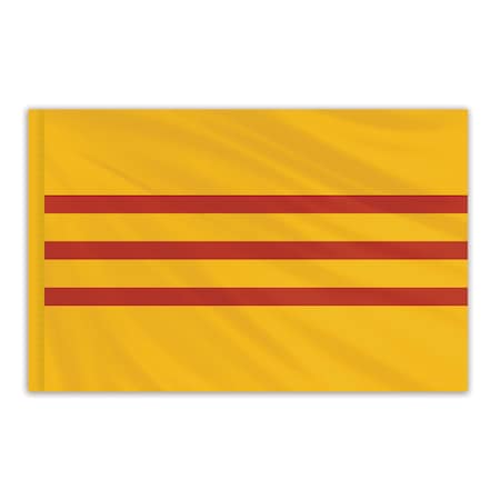 Vietnam South Indoor Nylon Flag 5'x8' With Gold Fringe